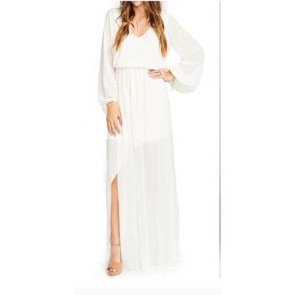 NWT NEW Show‎ Me Your MUMU Jocelyn White Long Sleeve Sheer Maxi Dress XL - Picture 2 of 13